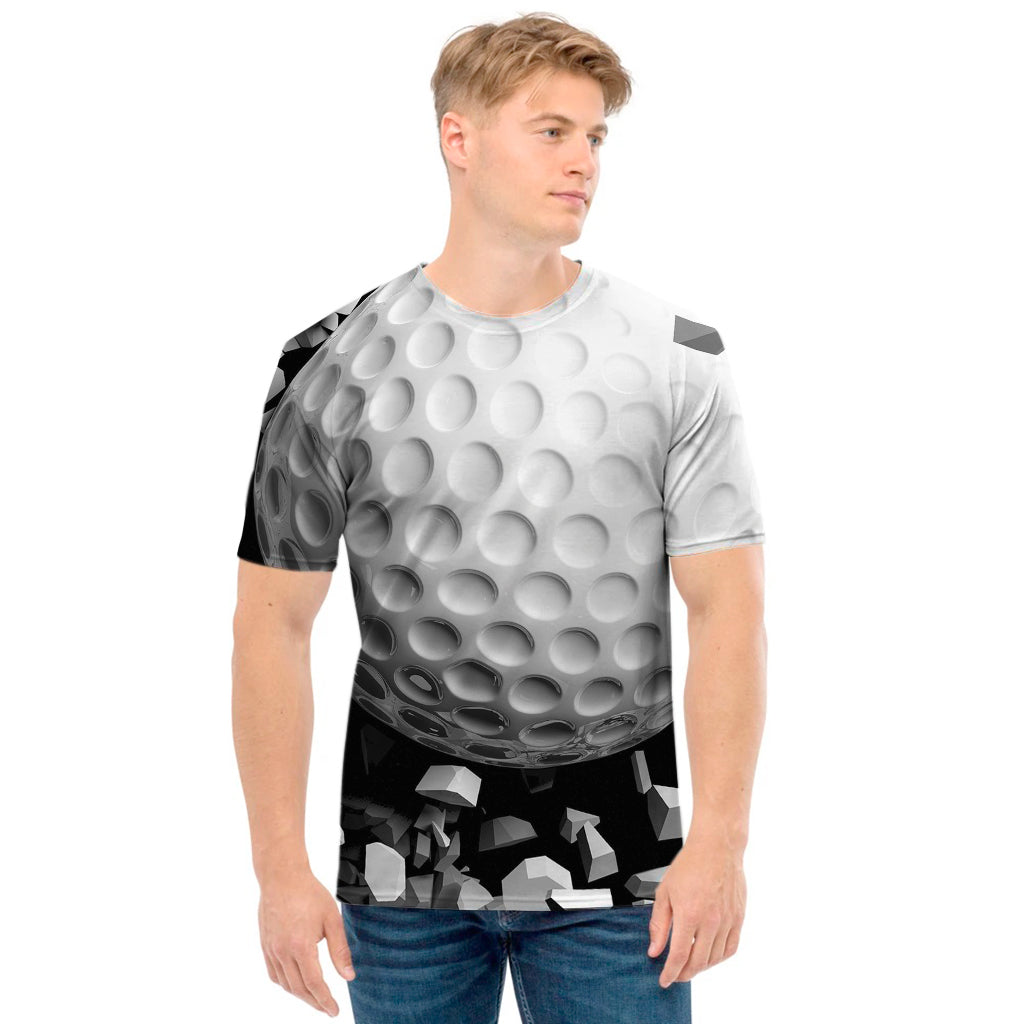 Golf Ball Breaking Wall Print Men's T-Shirt