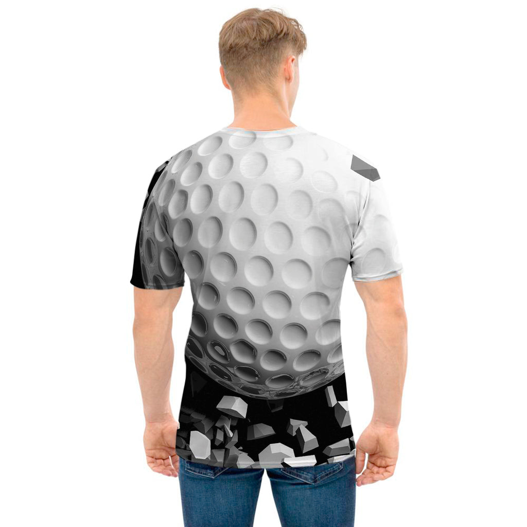 Golf Ball Breaking Wall Print Men's T-Shirt