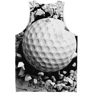 Golf Ball Breaking Wall Print Men's Tank Top