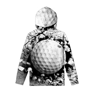 Golf Ball Breaking Wall Print Pullover Hoodie