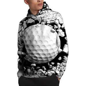 Golf Ball Breaking Wall Print Pullover Hoodie