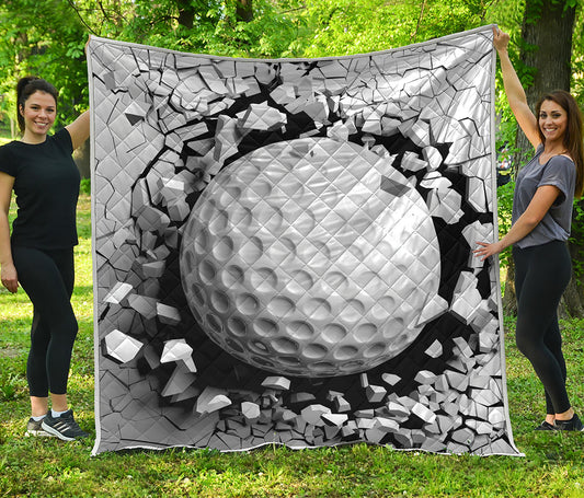 Golf Ball Breaking Wall Print Quilt