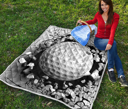 Golf Ball Breaking Wall Print Quilt