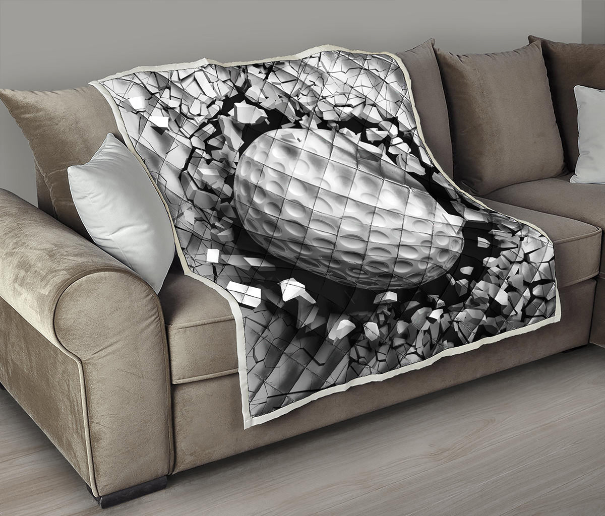 Golf Ball Breaking Wall Print Quilt