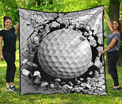 Golf Ball Breaking Wall Print Quilt