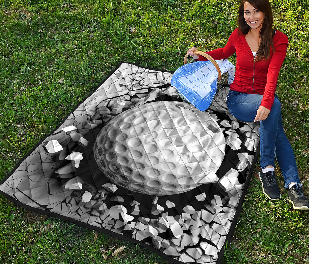 Golf Ball Breaking Wall Print Quilt