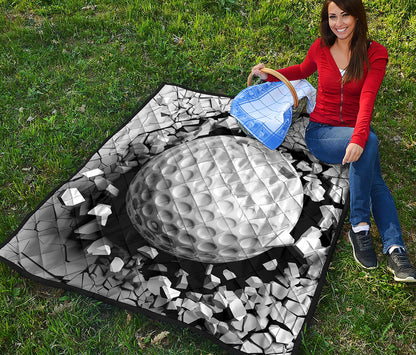 Golf Ball Breaking Wall Print Quilt