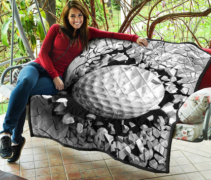 Golf Ball Breaking Wall Print Quilt