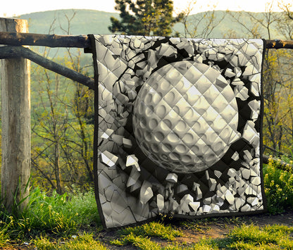 Golf Ball Breaking Wall Print Quilt