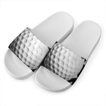 Golf Ball Breaking Wall Print White Slide Sandals