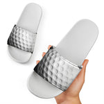 Golf Ball Breaking Wall Print White Slide Sandals