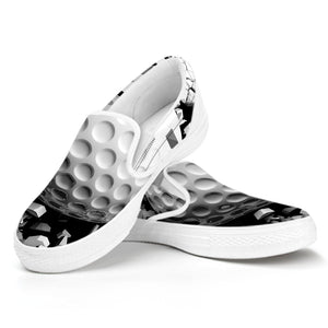 Golf Ball Breaking Wall Print White Slip On Shoes