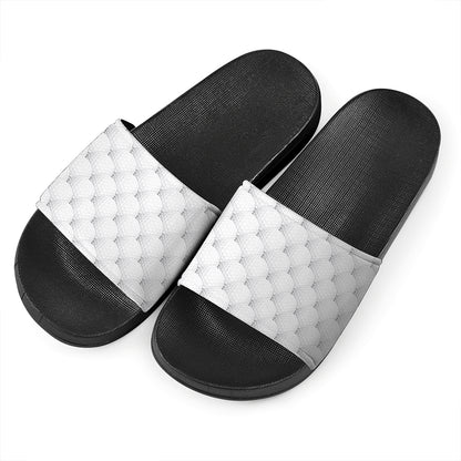 Golf Ball Pattern Print Black Slide Sandals