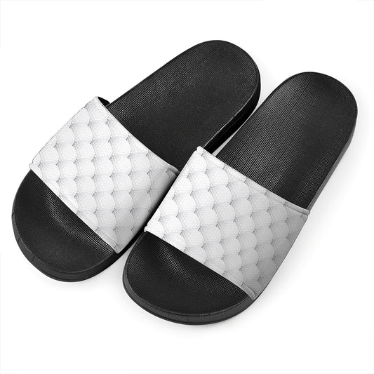 Golf Ball Pattern Print Black Slide Sandals