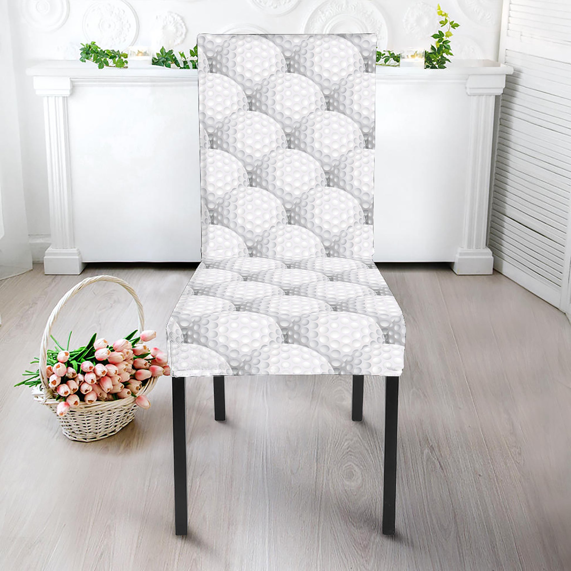 Golf Ball Pattern Print Dining Chair Slipcover