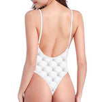 Golf Ball Pattern Print One Piece High Cut Swimsuit