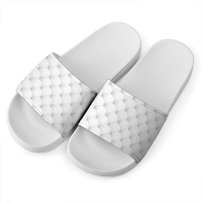 Golf Ball Pattern Print White Slide Sandals
