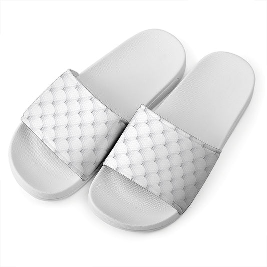 Golf Ball Pattern Print White Slide Sandals