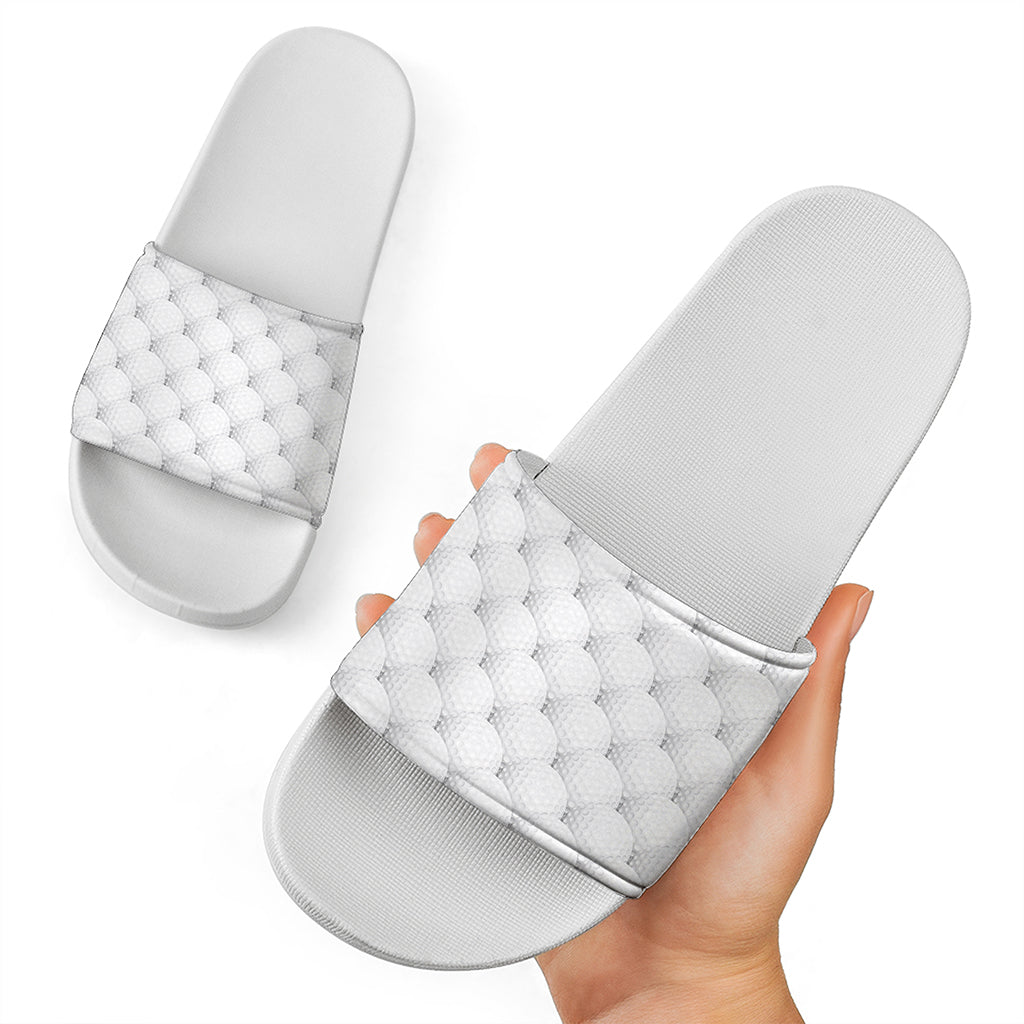 Golf Ball Pattern Print White Slide Sandals