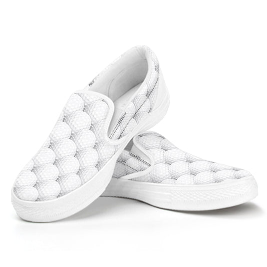Golf Ball Pattern Print White Slip On Shoes