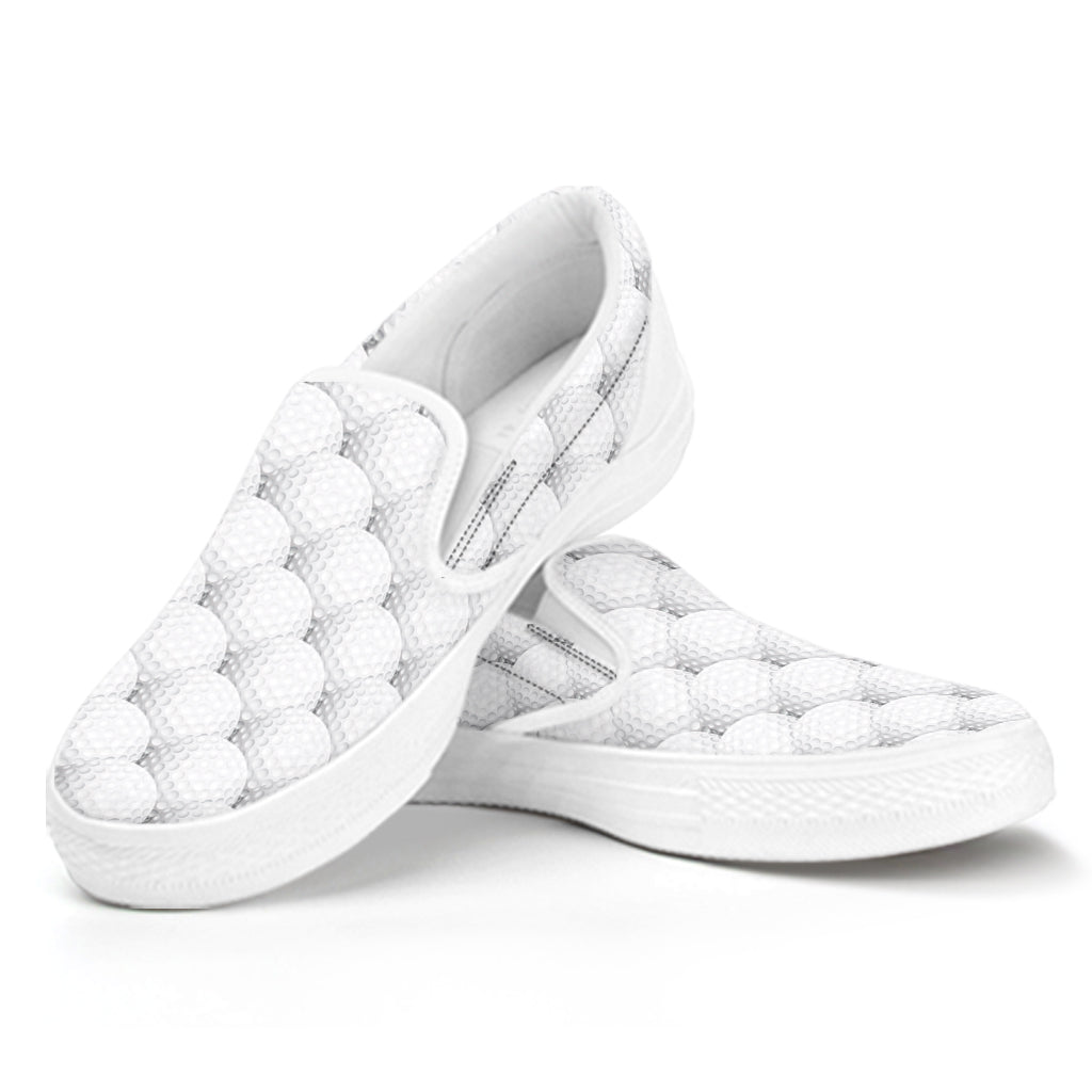 Golf Ball Pattern Print White Slip On Shoes
