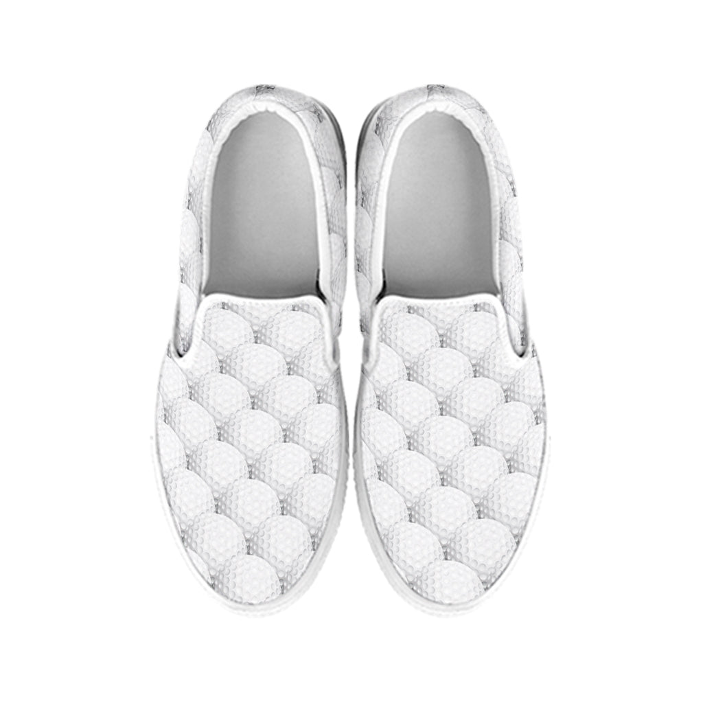 Golf Ball Pattern Print White Slip On Shoes