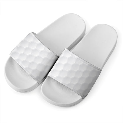 Golf Ball Print White Slide Sandals