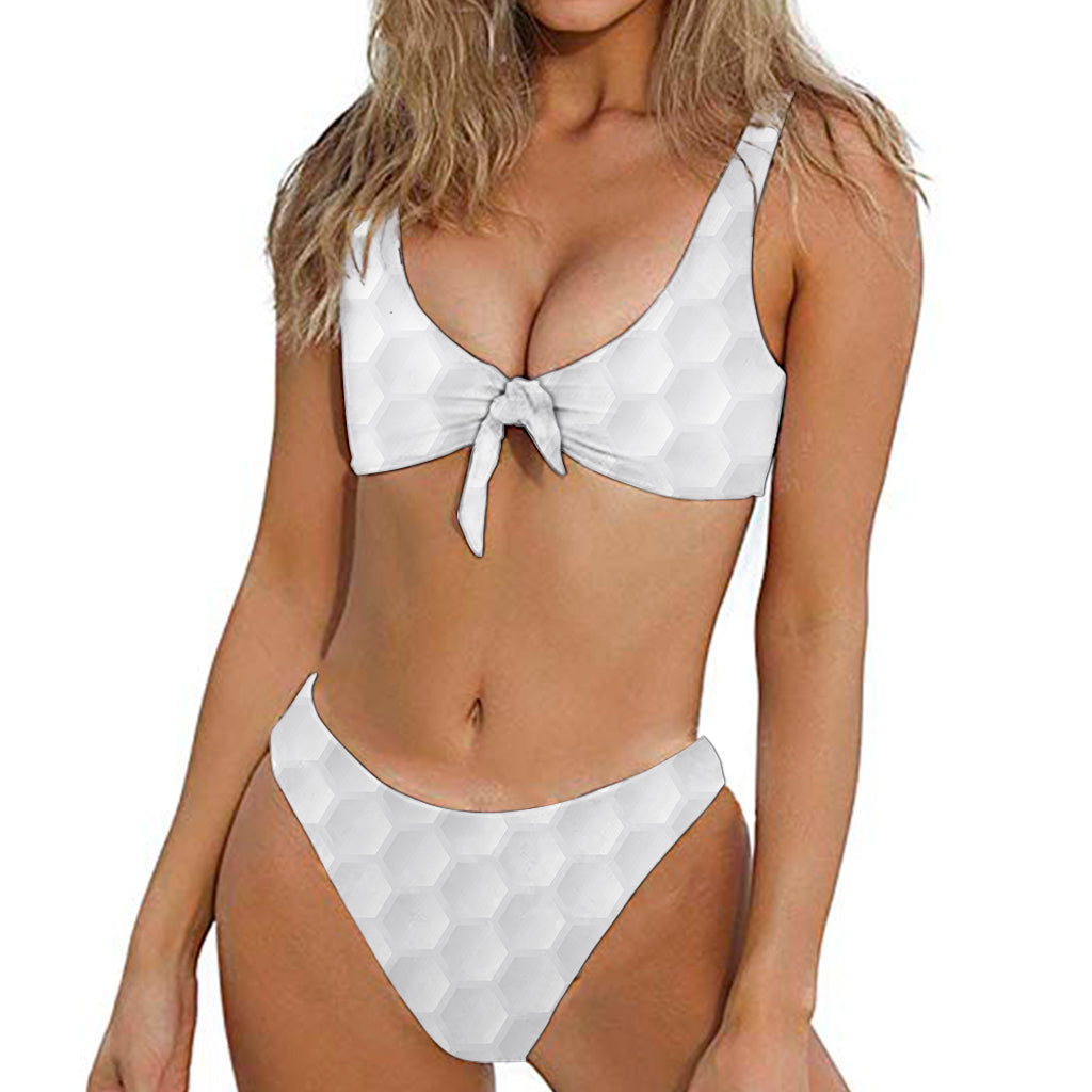 Golf Ball Texture Print Front Bow Tie Bikini