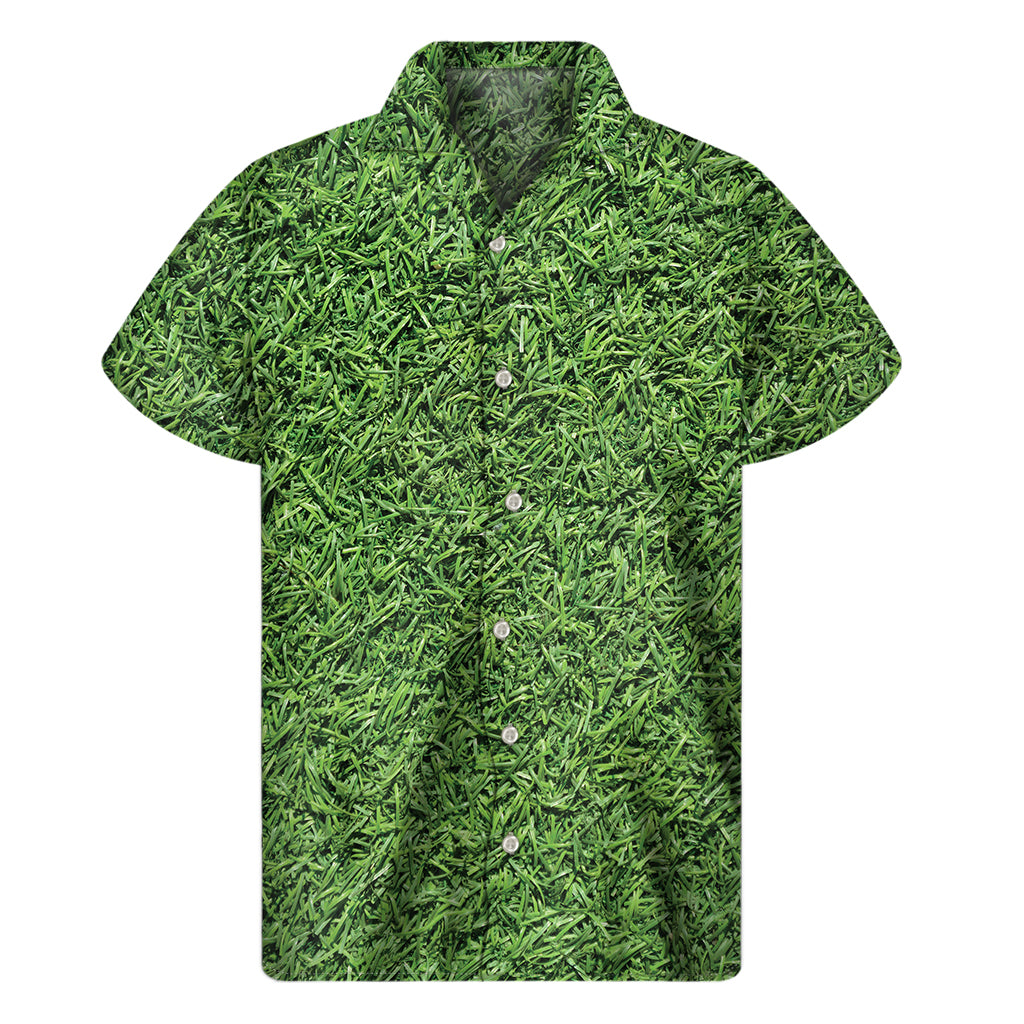 Golf Course Grass Print Men's Short Sleeve Shirt