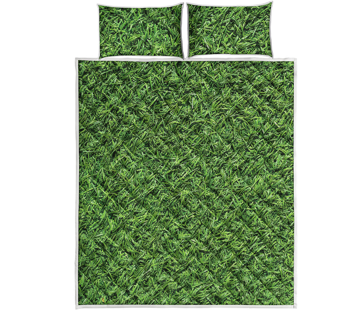Golf Course Grass Print Quilt Bed Set