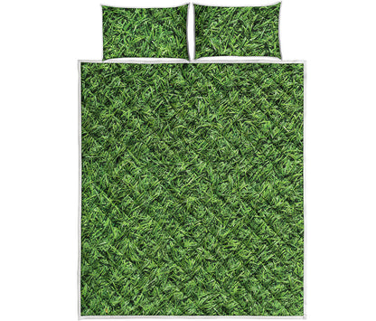 Golf Course Grass Print Quilt Bed Set
