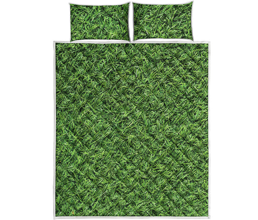 Golf Course Grass Print Quilt Bed Set