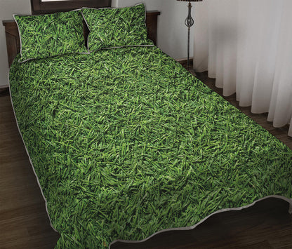 Golf Course Grass Print Quilt Bed Set