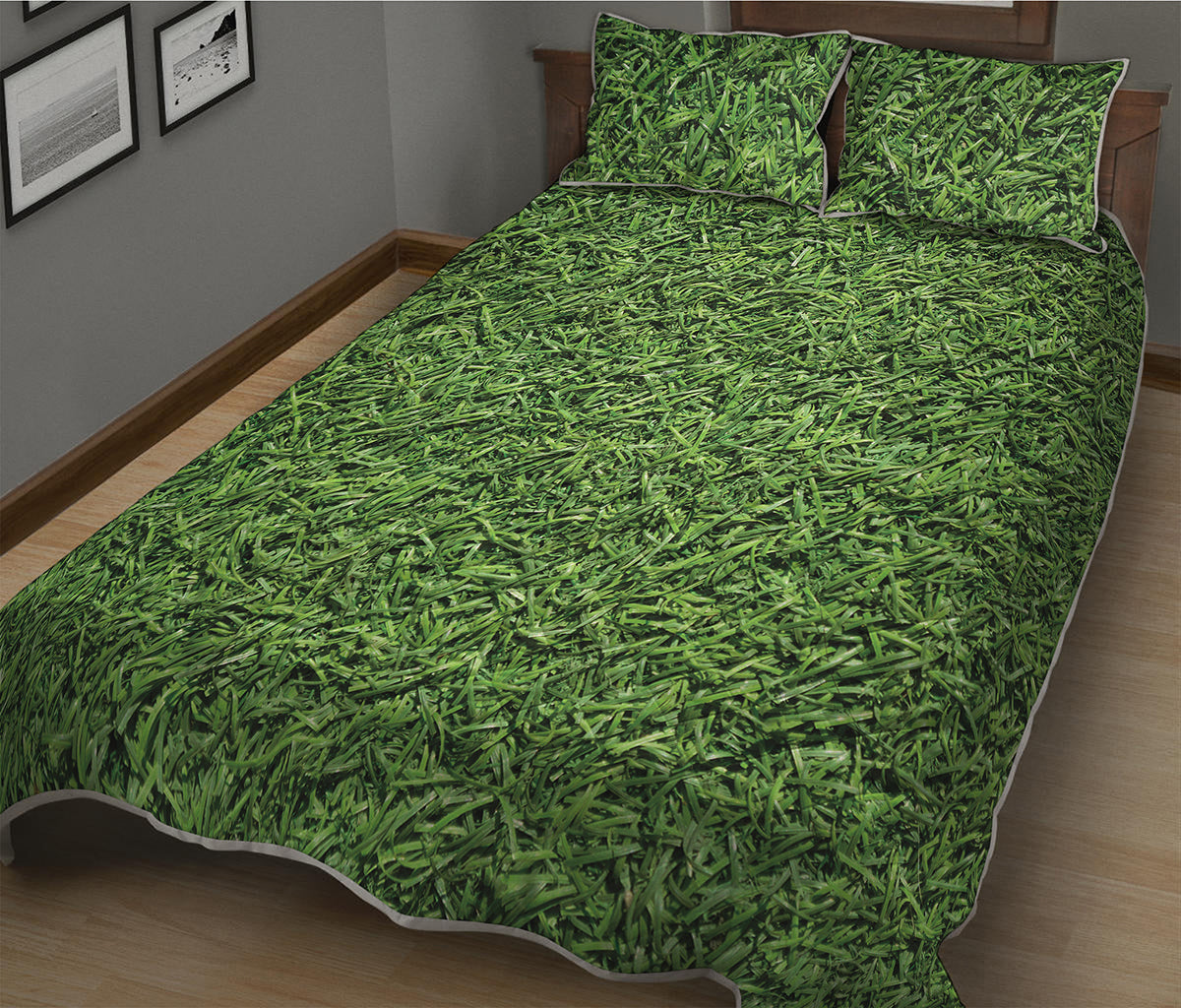Golf Course Grass Print Quilt Bed Set
