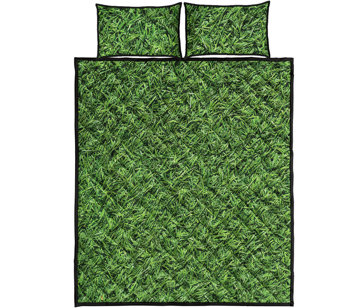 Golf Course Grass Print Quilt Bed Set