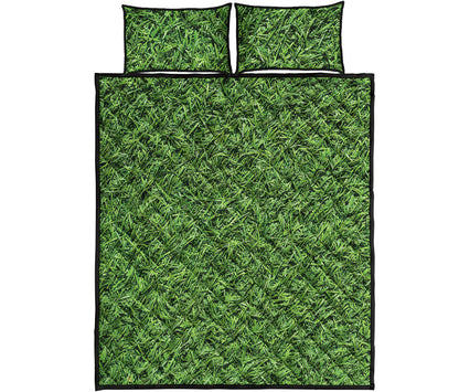 Golf Course Grass Print Quilt Bed Set