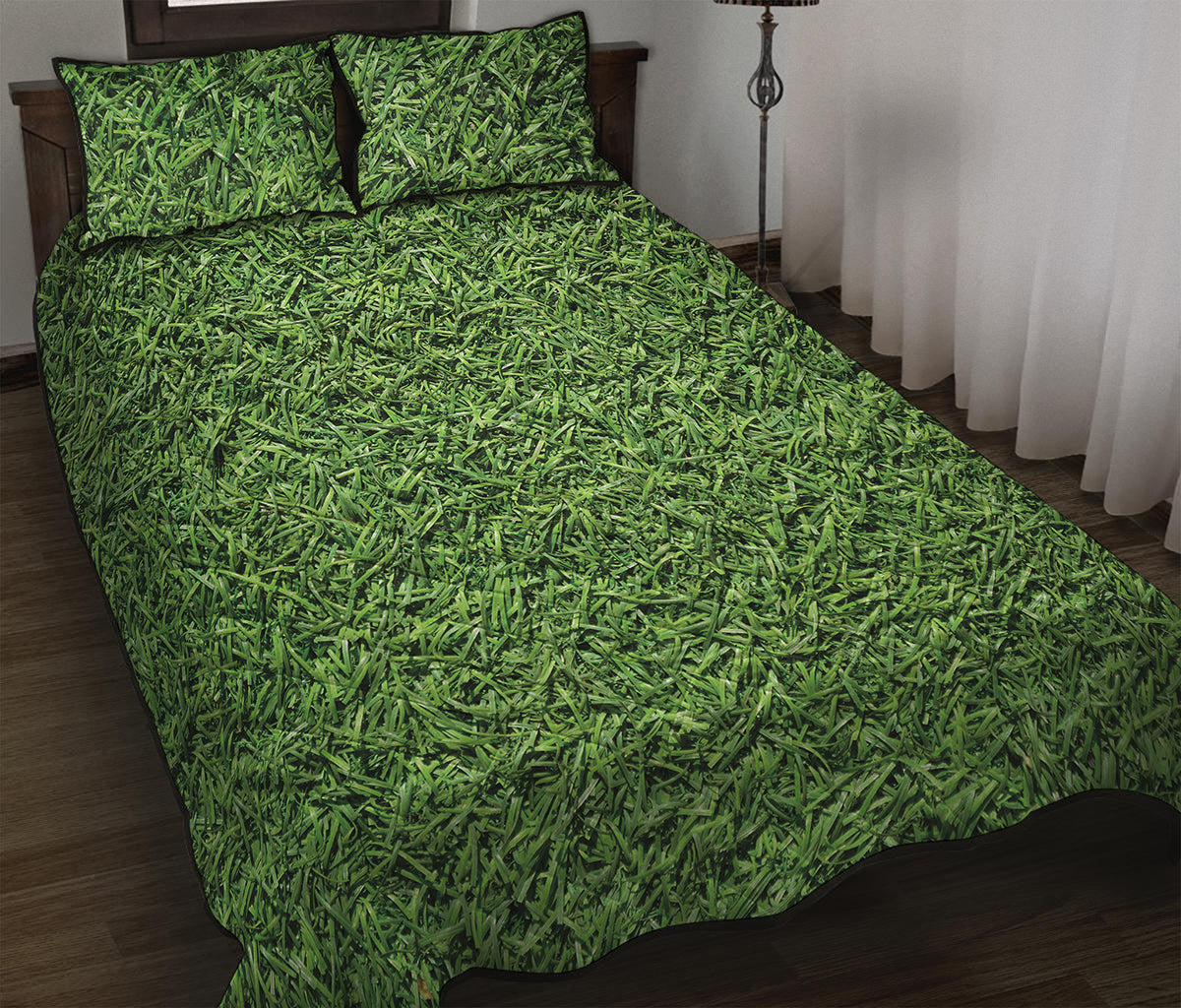 Golf Course Grass Print Quilt Bed Set