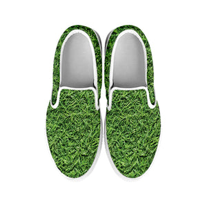 Golf Course Grass Print White Slip On Shoes