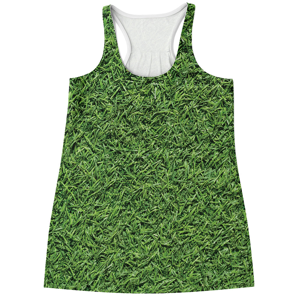 Golf Course Grass Print Women's Racerback Tank Top