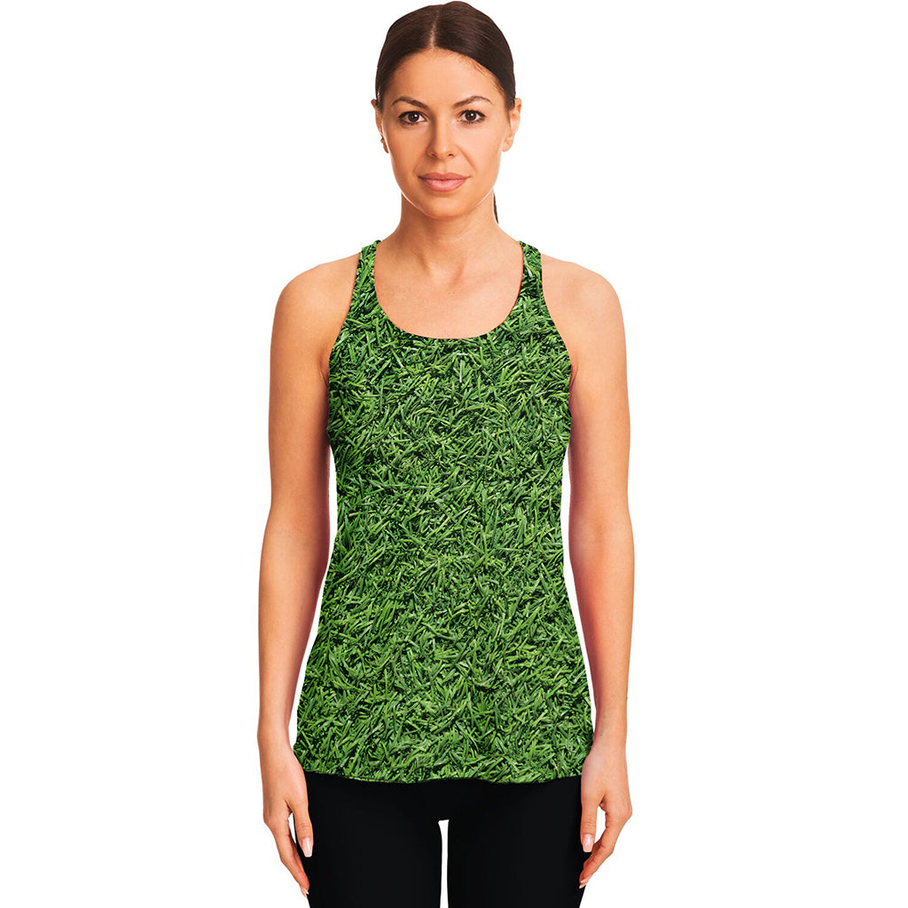 Golf Course Grass Print Women's Racerback Tank Top