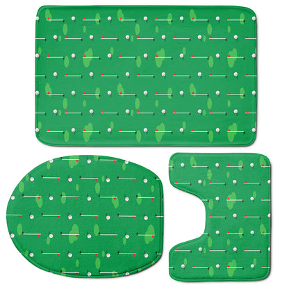 Golf Course Pattern Print 3 Piece Bath Mat Set
