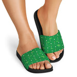 Golf Course Pattern Print Black Slide Sandals