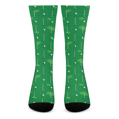 Golf Course Pattern Print Crew Socks
