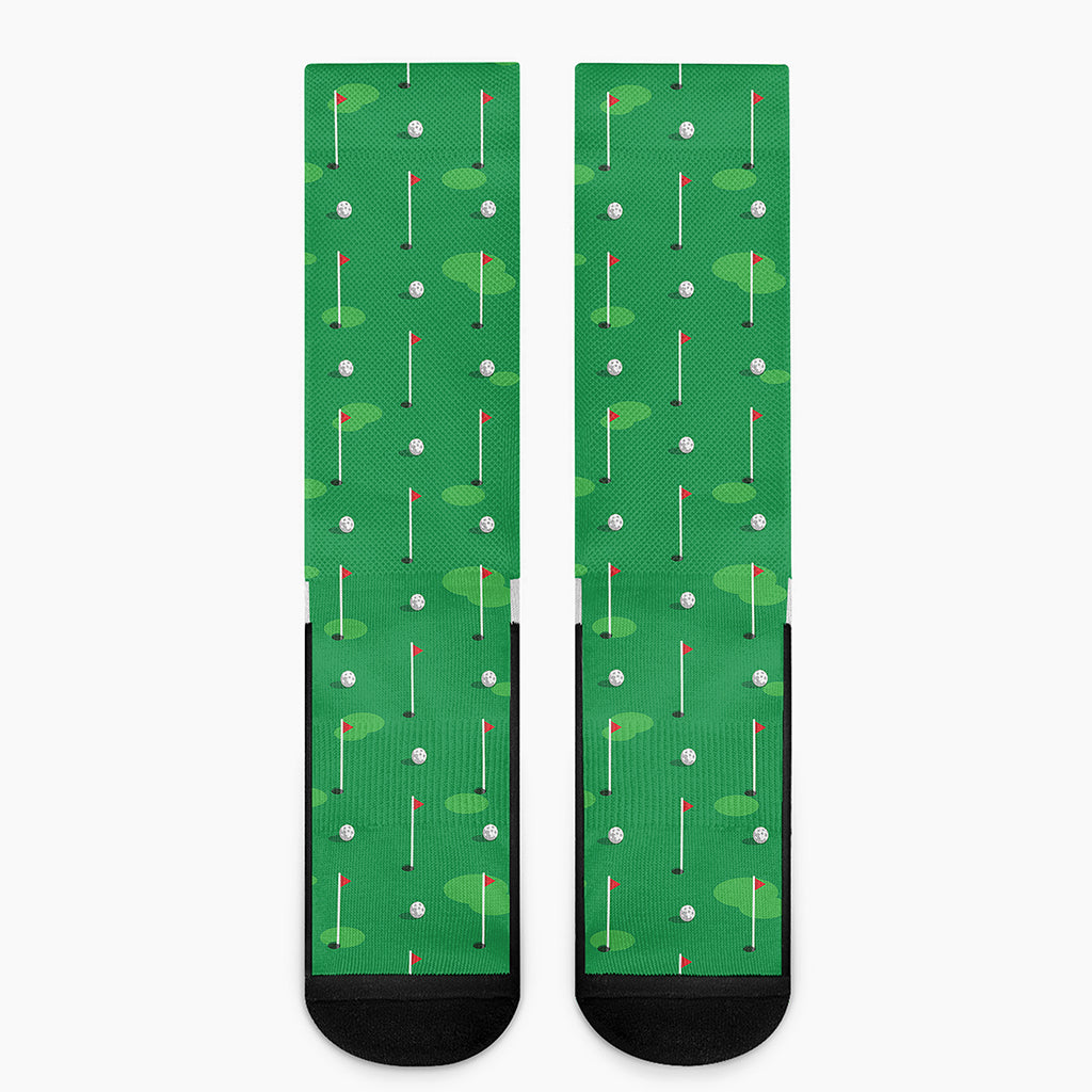 Golf Course Pattern Print Crew Socks