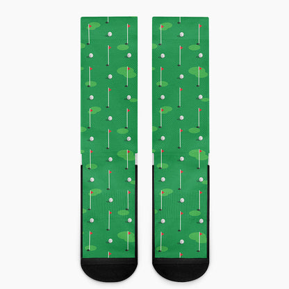 Golf Course Pattern Print Crew Socks