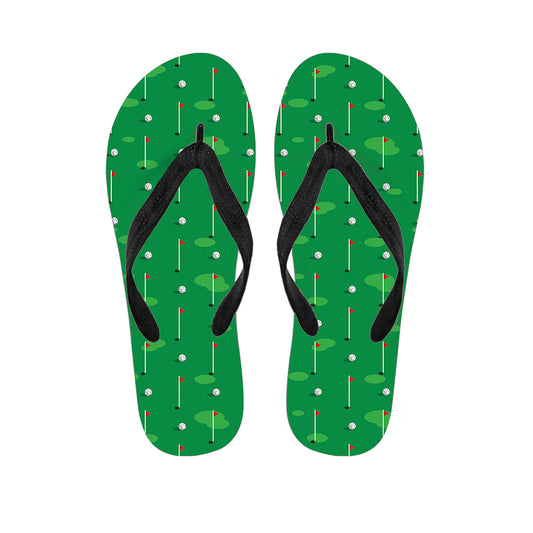 Golf Course Pattern Print Flip Flops