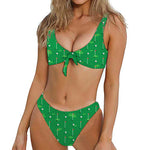 Golf Course Pattern Print Front Bow Tie Bikini