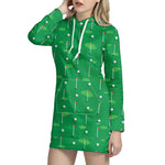 Golf Course Pattern Print Hoodie Dress