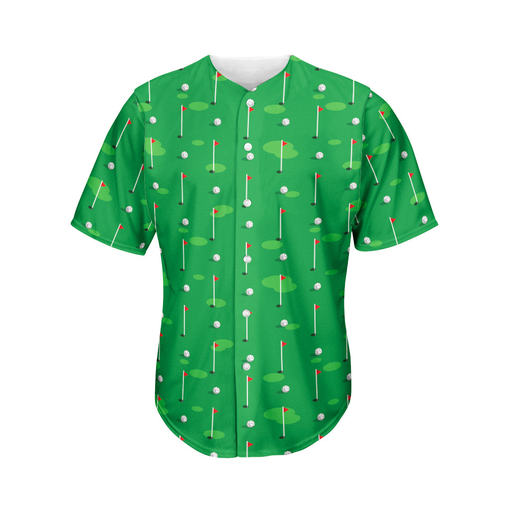 Golf Course Pattern Print Men's Baseball Jersey