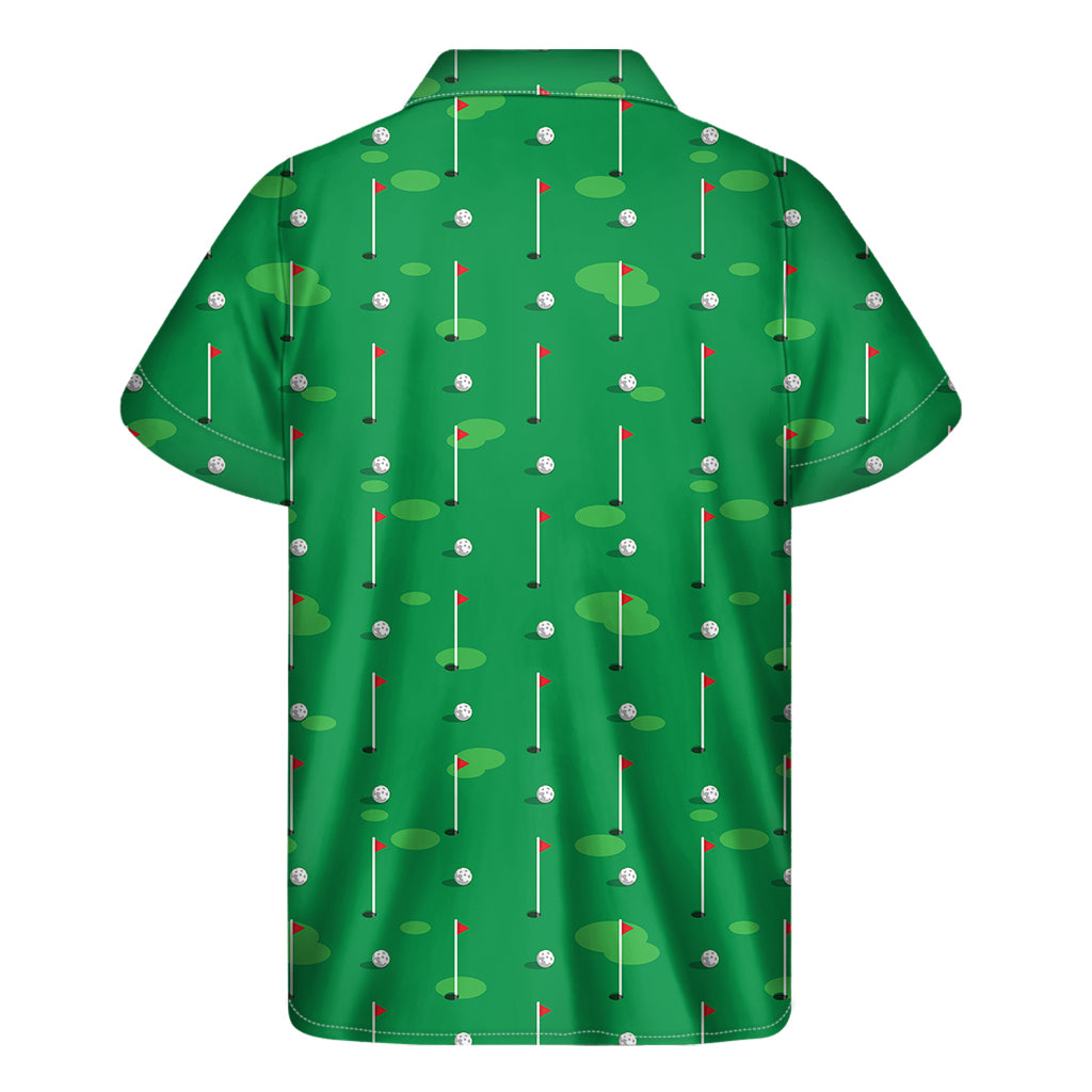 Golf Course Pattern Print Men's Short Sleeve Shirt